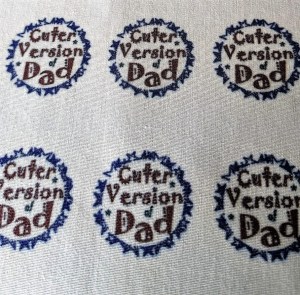 This fabric was made using a sublimation process. The client saw a similar phrase and asked for the main body fabric to be made using this unique material.
